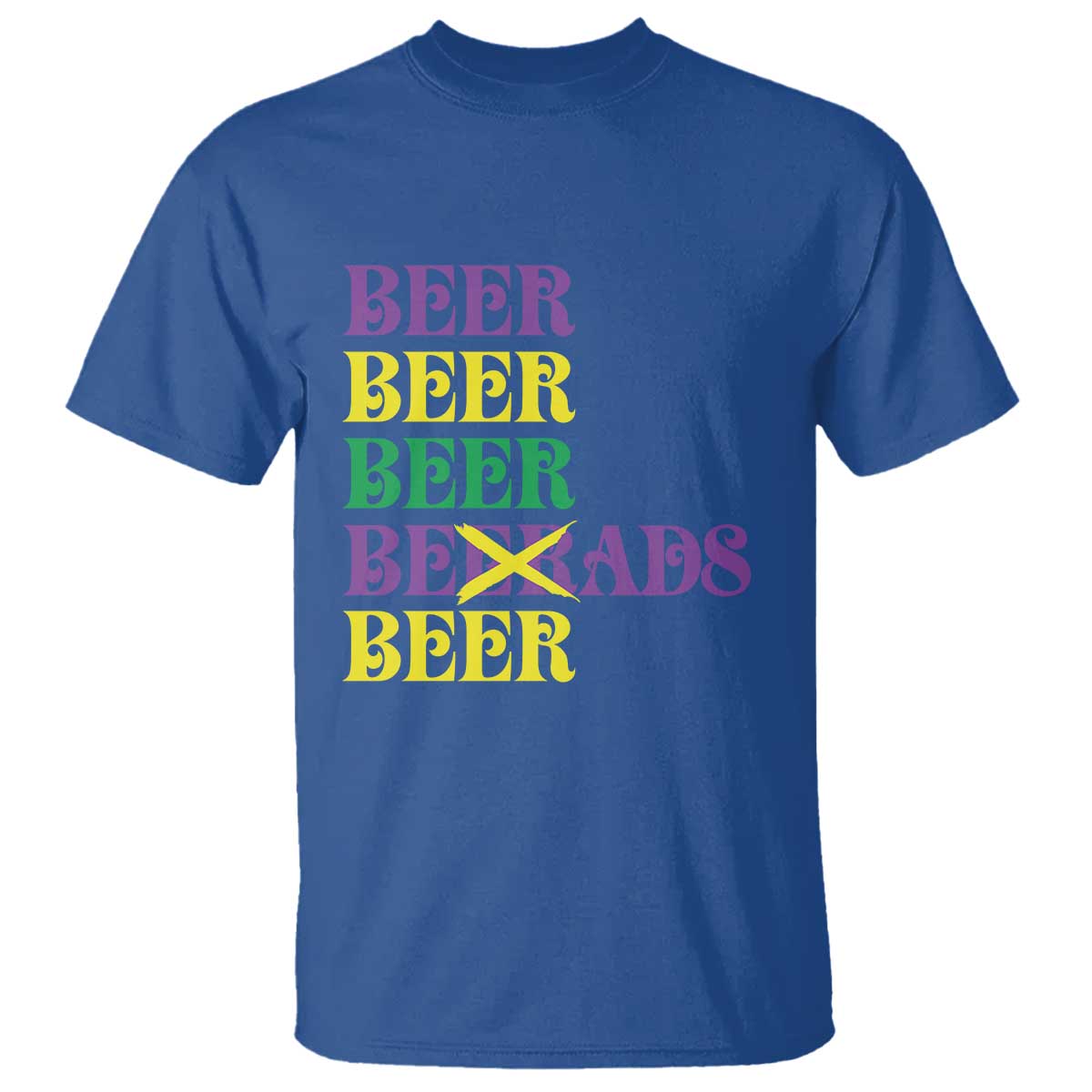 Funny Mardi Gras Drinking T Shirt Retro Beads Beer Carnival Party TS11 Royal Blue Print Your Wear