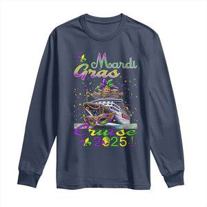 Funny Mardi Gras Cruise 2025 Long Sleeve Shirt Trip New Orleans Family Matching TS11 Navy Print Your Wear