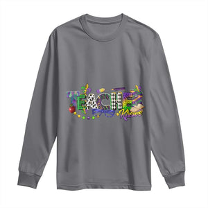 Funny Mardi Gras Teacher Krewe Long Sleeve Shirt Parade Carnival School Beads TS11 Charcoal Print Your Wear