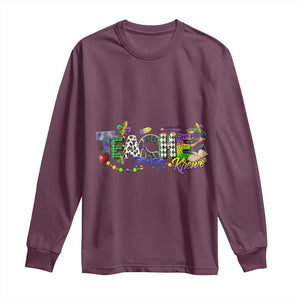 Funny Mardi Gras Teacher Krewe Long Sleeve Shirt Parade Carnival School Beads TS11 Maroon Print Your Wear