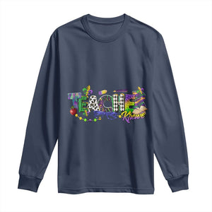 Funny Mardi Gras Teacher Krewe Long Sleeve Shirt Parade Carnival School Beads TS11 Navy Print Your Wear