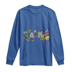 Funny Mardi Gras Teacher Krewe Long Sleeve Shirt Parade Carnival School Beads TS11 Royal Blue Print Your Wear