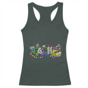 Funny Mardi Gras Teacher Krewe Racerback Tank Top Parade Carnival School Beads TS11 Dark Forest Green Print Your Wear