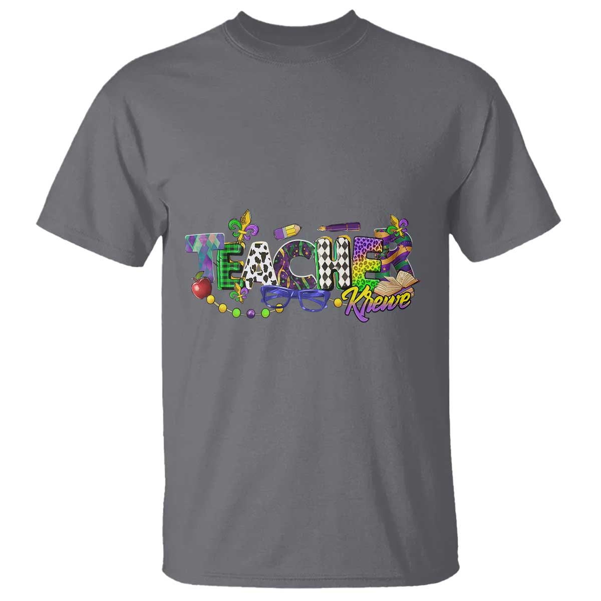 Funny Mardi Gras Teacher Krewe T Shirt Parade Carnival School Beads TS11 Charcoal Print Your Wear