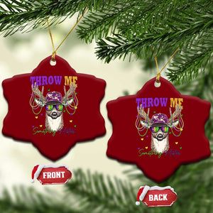 Funny Mardi Gras Mississippi Deer Ceramic Ornament Throw Me Something Mister Beads TS11 Print Your Wear