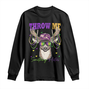 Funny Mardi Gras Mississippi Deer Long Sleeve Shirt Throw Me Something Mister Beads TS11 Black Print Your Wear