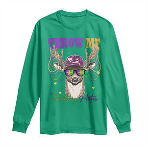 Funny Mardi Gras Mississippi Deer Long Sleeve Shirt Throw Me Something Mister Beads TS11 Irish Green Print Your Wear