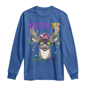 Funny Mardi Gras Mississippi Deer Long Sleeve Shirt Throw Me Something Mister Beads TS11 Royal Blue Print Your Wear