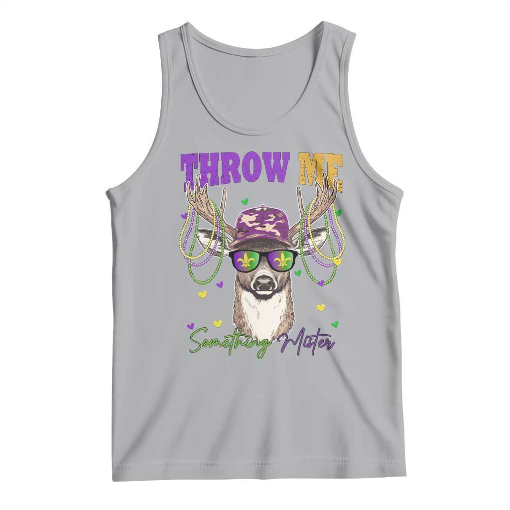 Funny Mardi Gras Mississippi Deer Tank Top Throw Me Something Mister Beads TS11 Athletic Heather Print Your Wear