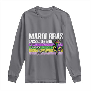 Funny Mardi Gras Laissez Les Bon Temps Rouler Long Sleeve Shirt Fleur De Lis Glitter Print TS11 Charcoal Print Your Wear