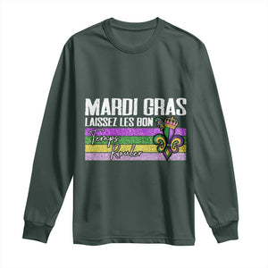 Funny Mardi Gras Laissez Les Bon Temps Rouler Long Sleeve Shirt Fleur De Lis Glitter Print TS11 Dark Forest Green Print Your Wear