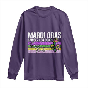 Funny Mardi Gras Laissez Les Bon Temps Rouler Long Sleeve Shirt Fleur De Lis Glitter Print TS11 Purple Print Your Wear