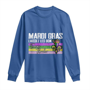 Funny Mardi Gras Laissez Les Bon Temps Rouler Long Sleeve Shirt Fleur De Lis Glitter Print TS11 Royal Blue Print Your Wear