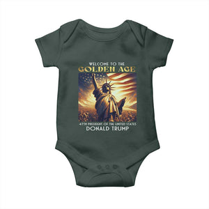 Trump 2025 Welcome To The Golden Age Baby Onesie 47th President Of United States Statue Of Liberty TS11 Dark Forest Green Print Your Wear