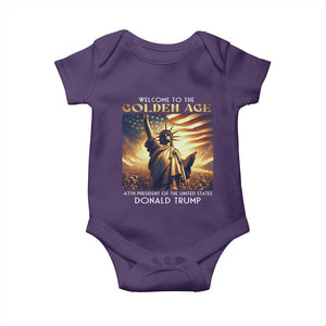 Trump 2025 Welcome To The Golden Age Baby Onesie 47th President Of United States Statue Of Liberty TS11 Purple Print Your Wear