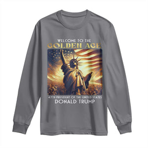 Trump 2025 Welcome To The Golden Age Long Sleeve Shirt 47th President Of United States Statue Of Liberty TS11 Charcoal Print Your Wear