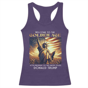 Trump 2025 Welcome To The Golden Age Racerback Tank Top 47th President Of United States Statue Of Liberty TS11 Purple Print Your Wear