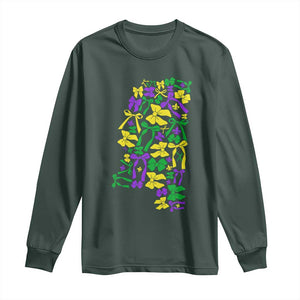 Funny Mardi Gras Mississippi Map Coquette Bow Long Sleeve Shirt TS11 Dark Forest Green Print Your Wear