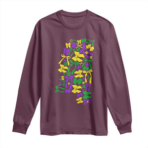 Funny Mardi Gras Mississippi Map Coquette Bow Long Sleeve Shirt TS11 Maroon Print Your Wear