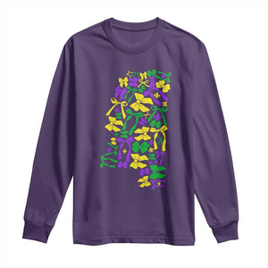 Funny Mardi Gras Mississippi Map Coquette Bow Long Sleeve Shirt TS11 Purple Print Your Wear