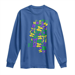 Funny Mardi Gras Mississippi Map Coquette Bow Long Sleeve Shirt TS11 Royal Blue Print Your Wear