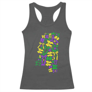 Funny Mardi Gras Mississippi Map Coquette Bow Racerback Tank Top TS11 Dark Heather Print Your Wear