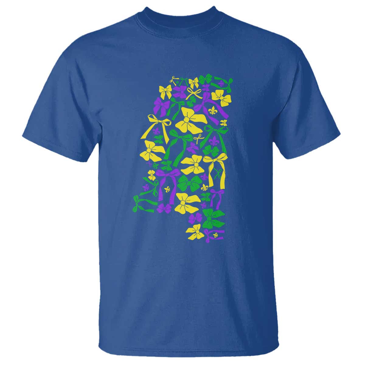 Funny Mardi Gras Mississippi Map Coquette Bow T Shirt TS11 Royal Blue Print Your Wear