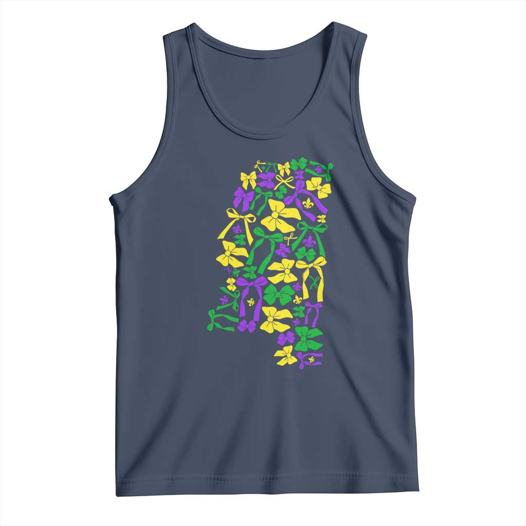 Funny Mardi Gras Mississippi Map Coquette Bow Tank Top TS11 Navy Print Your Wear