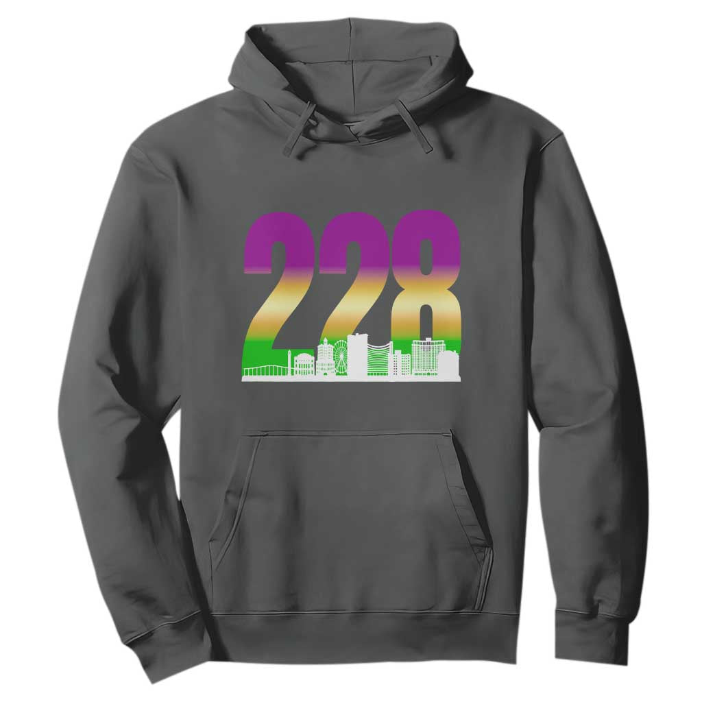 Funny Mardi Gras In Biloxi Mississippi Hoodie 228 Skyline Area Code TS11 Dark Heather Print Your Wear