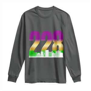 Funny Mardi Gras In Biloxi Mississippi Long Sleeve Shirt 228 Skyline Area Code TS11 Dark Heather Print Your Wear