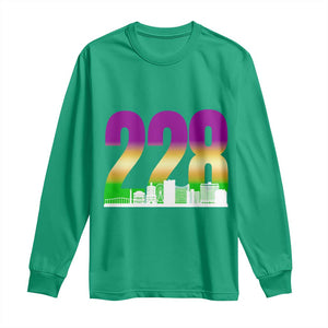 Funny Mardi Gras In Biloxi Mississippi Long Sleeve Shirt 228 Skyline Area Code TS11 Irish Green Print Your Wear