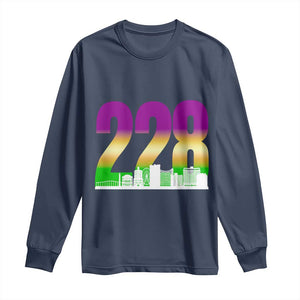 Funny Mardi Gras In Biloxi Mississippi Long Sleeve Shirt 228 Skyline Area Code TS11 Navy Print Your Wear