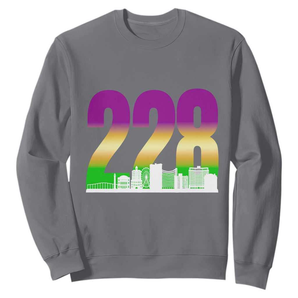 Funny Mardi Gras In Biloxi Mississippi Sweatshirt 228 Skyline Area Code TS11 Charcoal Print Your Wear
