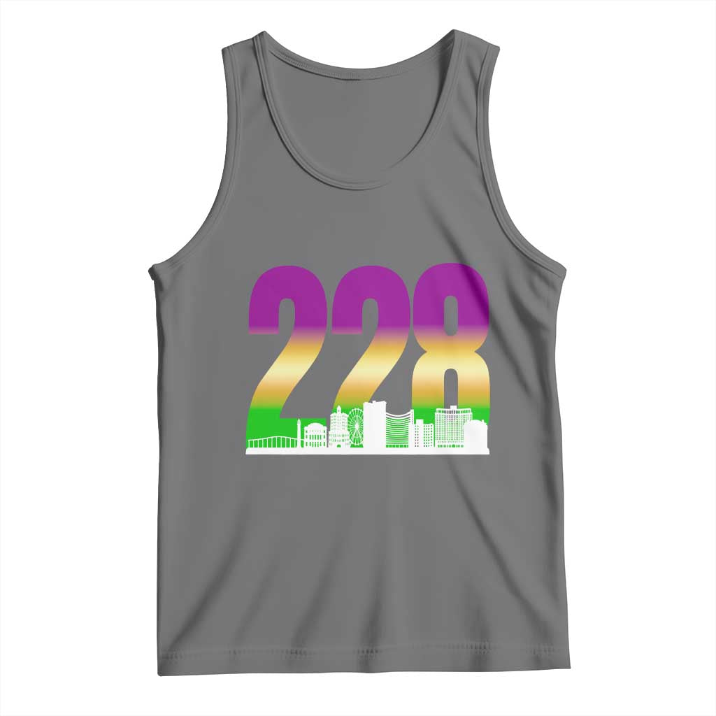 Funny Mardi Gras In Biloxi Mississippi Tank Top 228 Skyline Area Code TS11 Black Heather Print Your Wear