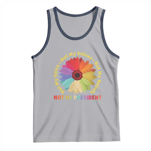 Not My President Not My Voice Not My Values Not My Beliefs Tank Top Multicolored Flowers TS11 Athletic Heather Navy Print Your Wear