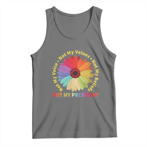 Not My President Not My Voice Not My Values Not My Beliefs Tank Top Multicolored Flowers TS11 Black Heather Print Your Wear