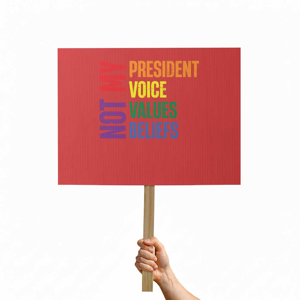 Not My President Not My Voice Not My Values Not My Beliefs Protest Sign Vintage Rainbow Text TS11 Horizontal 18