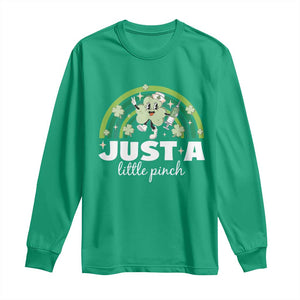 Funny St Patrick's Day Nurse Long Sleeve Shirt Just A Little Pinch Rainbow Shamrock TS11 Irish Green Print Your Wear