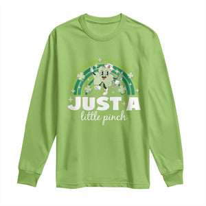 Funny St Patrick's Day Nurse Long Sleeve Shirt Just A Little Pinch Rainbow Shamrock TS11 Lime Print Your Wear