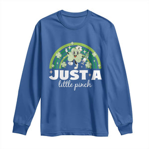 Funny St Patrick's Day Nurse Long Sleeve Shirt Just A Little Pinch Rainbow Shamrock TS11 Royal Blue Print Your Wear