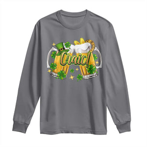 Funny St Patrick's Day Irish Beer Drinking Craic Long Sleeve Shirt TS11 Charcoal Print Your Wear