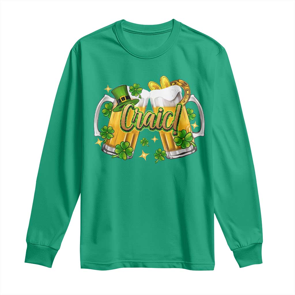 Funny St Patrick's Day Irish Beer Drinking Craic Long Sleeve Shirt TS11 Irish Green Print Your Wear