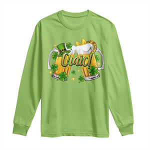 Funny St Patrick's Day Irish Beer Drinking Craic Long Sleeve Shirt TS11 Lime Print Your Wear