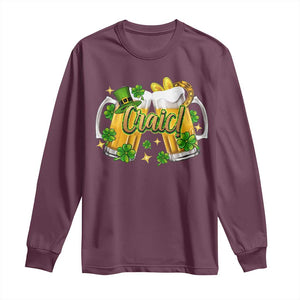 Funny St Patrick's Day Irish Beer Drinking Craic Long Sleeve Shirt TS11 Maroon Print Your Wear