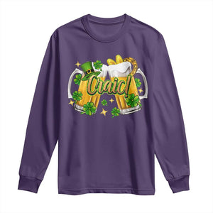 Funny St Patrick's Day Irish Beer Drinking Craic Long Sleeve Shirt TS11 Purple Print Your Wear