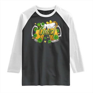 Funny St Patrick's Day Irish Beer Drinking Craic Raglan Shirt TS11 Black White Print Your Wear