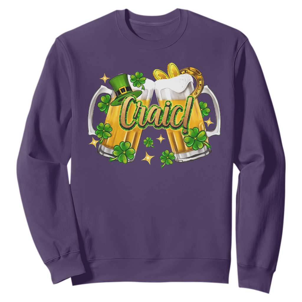 Funny St Patrick's Day Irish Beer Drinking Craic Sweatshirt TS11 Purple Print Your Wear