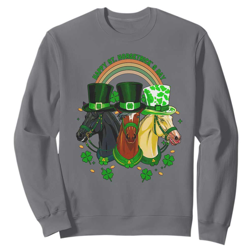 Funny St Patrick's Day Horse Sweatshirt Happy St Horsetrick's Day Shamrock TS11 Charcoal Print Your Wear