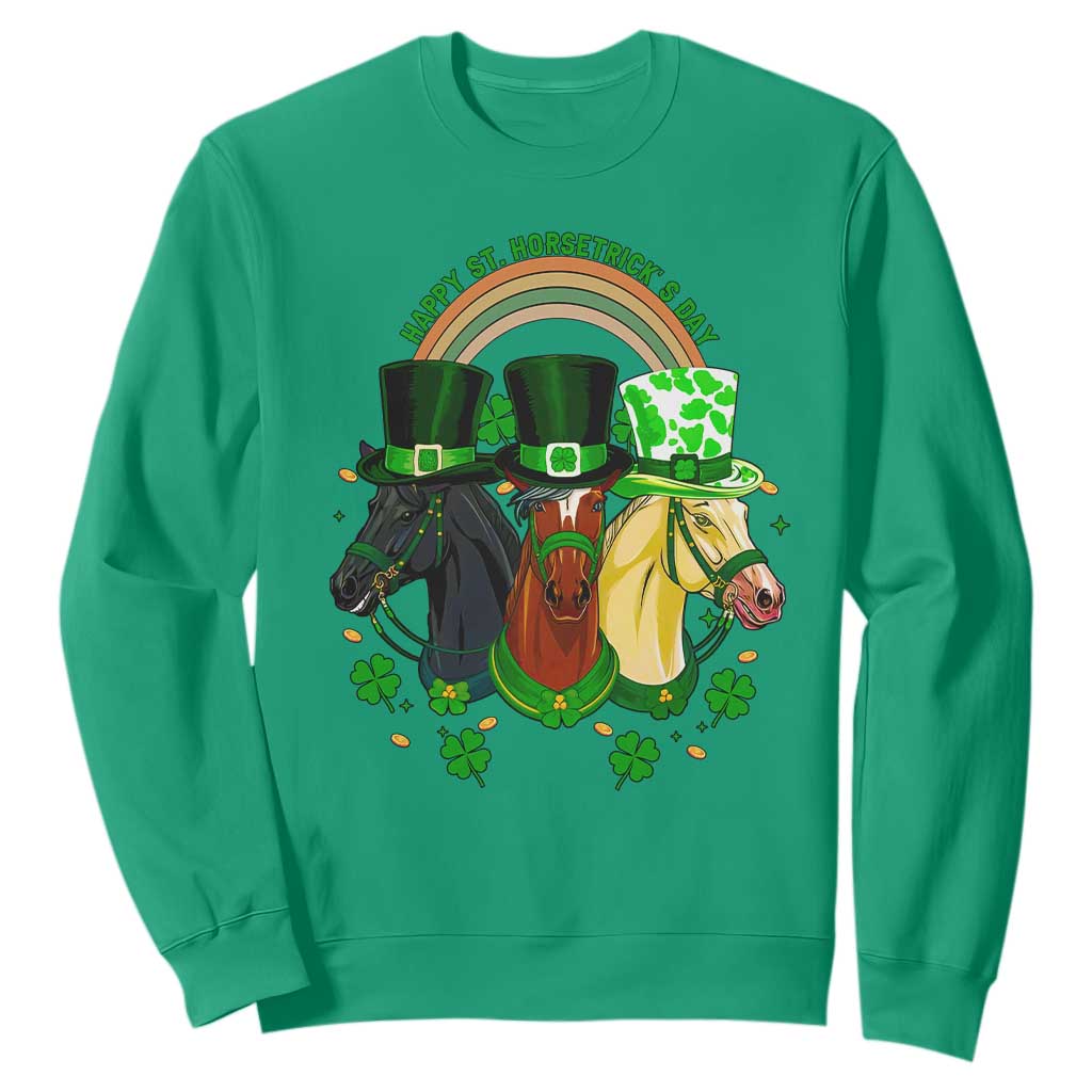 Funny St Patrick's Day Horse Sweatshirt Happy St Horsetrick's Day Shamrock TS11 Irish Green Print Your Wear