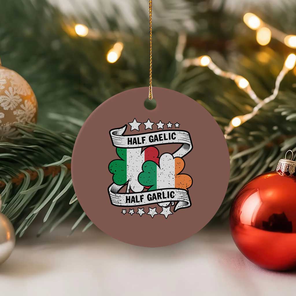 Funny Half Gaelic Half Garlic Ceramic Ornament Irish Italian St. Patrick's Day TS11 1pc Mocha Print Your Wear